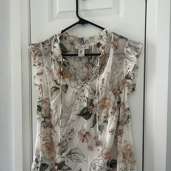 Rachel Zoe Sheer Floral Top Sz XS with Attached Camisole Ruffled Collar - Picture 1 of 6